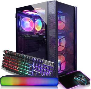 STGAubron Gaming Desktop PC, Intel Core i7 3.4G up to 3.9G, 16G RAM, 512G SSD, GeForce GTX 1660 Super 6G GDDR6, 600M WiFi, BT 5.0, RGB Fan x 6, RGB Keyboard&Mouse&Mouse Pad, RGB BT Sound Bar, W10H64