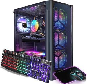 STGAubron Gaming Desktop PC, Intel Core i5 3.2G up to 3.6G, 16G RAM, 512G SSD, Radeon RX 5700 8G GDDR6, 600M WiFi, BT 5.0, RGB Fan x 6, RGB Keyboard & Mouse & Mouse Pad, W10H64