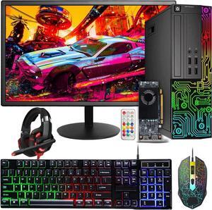 Dell Gaming OptiPlex Desktop RGB Computer PC, Intel Core i7, AMD RX 550 4GB GDDR5, 16GB RAM, 512GB SSD, 24 Inch HDMI Monitor, RGB Keyboard Mouse and Headset, WiFi, Windows 10 Pro (Renewed)