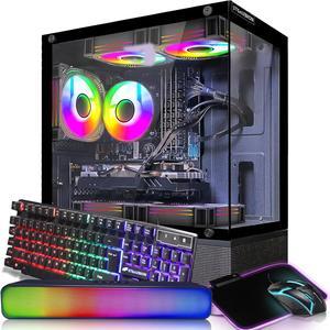 STGAubron Gaming Desktop PC,Intel Core i7 3.4G up to 3.9G,32G RAM,1T SSD,Radeon RX 580 16G GDDR5,600M WiFi,BT 5.0,RGB Fan x 5,RGB Keyboard&Mouse,RGB Mouse Pad,RGB BT Sound Bar,W10H64
