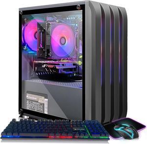 STGAubron Gaming Desktop PC, Intel Xeon E5 2.5G up to 3.3G, 16G RAM, 512G SSD, Radeon RX 550 4G GDDR5, 600M WiFi, BT 5.0, RGB Fan x 3, RGB Keyboard & Mouse & Mouse Pad, W10H64