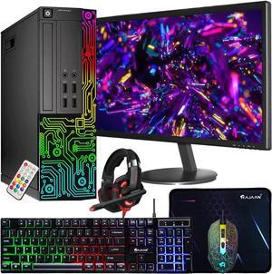 Dell OptiPlex Desktop RGB Computer PC, Intel i5 Quad-Core Processor, 16GB RAM, 512GB SSD, 24 Inch HDMI Monitor, RGB Keyboard Mouse and Headset, WiFi, Windows 10 Pro (Renewed)