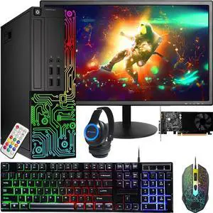 Dell RGB Gaming Desktop Computer PC, Intel Core i5, GeForce GT 1030 2GB GDDR5, 16GB RAM, 512GB SSD, 24 Inch HDMI Monitor, RGB Keyboard Mouse and Headset, WiFi, Windows 10 Pro (Renewed)