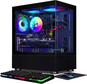 STGAubron Gaming Desktop PC, Radeon RX 580 16G GDDR5, Intel 10th Gen G5905 3.5G, 16G RAM, 512G SSD, WiFi, BT 5.0, RGB Fan x 5, RGB Keyboard & Mouse & Mouse Pad, W11H64