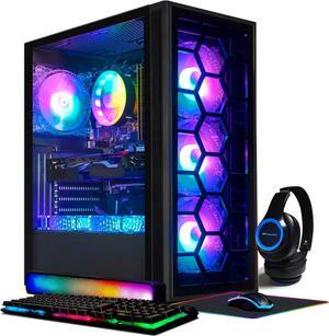 STGAubron Gaming PC,Intel Core i7-3770 up to 3.9G,32G,1TB SSD,GeForce GTX1660Ti 6G GDDR6,WiFi,BT 5.0,RGB Fan x 6,RGB Keybaord&Mouse&Mouse Pad,RGB Bluetooth Sound Bar,RGB Bluetooth Gaming Mic,W10H64