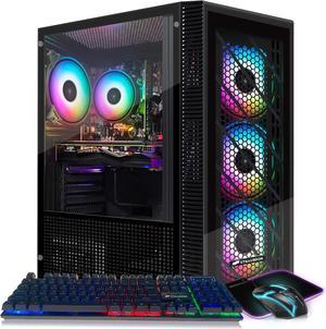 STGAubron Gaming Desktop PC, Radeon RX 580 8G GDDR5, Intel 10th Gen G5905 3.5G, 16G RAM, 512G SSD, WiFi, BT 5.0, RGB Fan x 4, RGB Keyboard & Mouse & Mouse Pad, W11H64
