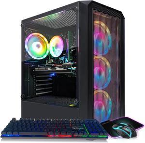 STGAubron Gaming Desktop PC, Radeon RX 580 16G, AMD RYZEN 5 PRO 2600 3.4GHZ, 16G DDR4, 512G SSD, 600M WiFi, BT 5.0, RGB Fan x 4, RGB Keyboard & Mouse & Mouse Pad, W11H64
