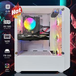 STGAubron Gaming Desktop PC, Radeon RX 580 8G GDDR5, Intel Core i5-9400F up to 4.1GHz, 16G DDR4 Memory, 1T SSD, 600M WiFi, BT 5.0, RGB Fan x 4, RGB Keyboard & Mouse & Mouse Pad, W11H64