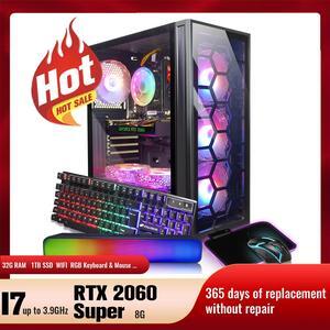 STGAubron Gaming Desktop PC,Intel Core i7-3770 up to 3.9G,GeForce RTX 2060 Super 8G GDDR6,32G,1TB SSD,WiFi,BT 5.0,RGB Keybaord,RGB Mouse,RGB Mouse Pad,RGB BT Sound Bar,RGB Bluetooth Headset Mic,W10H64