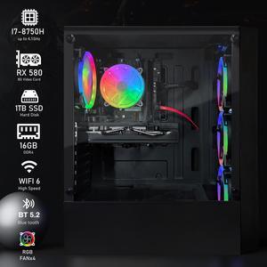 STGAubron Gaming PC Computer Desktop, Radeon RX 580 8G, Intel Core I7 8th up to 4.1GHz, 16G DDR4, 1T SSD,  WiFi6, BT 5.2, RGB Fan x4, Windows 11 Home