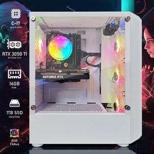 STGAubron Gaming PC Computer Desktop, GeForce RTX 3050 Ti M 8G, Intel Core i7 up to 3.9GHz, 16G Ram, 1T SSD, 600M WiFi 6, BT 5.2, RGB Fan x4, RGB Mouse Pad, Windows 10 Home