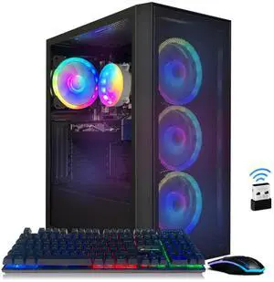 STGAubron Gaming PC Computer Desktop, Radeon RX 580 8G, Intel Core I7 8th up to 4.1GHz, 16G DDR4, 512G SSD, WiFi 6 , BT 5.2, RGB Fan x4, Windows 11 Home