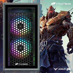 STGAubron Gaming PC Computer Desktop, Intel i7 Xeon E5 2.8G, Radeon RX 580 8G, 16G DDR4, 512G SSD, 600M WiFi, BT 5.0, RGB Fan x3, Windows 10 Home