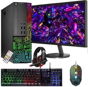 Dell OptiPlex Desktop RGB Computer PC, Intel Core i7 Quad-Core Processor, 16GB RAM, 512GB SSD, 24 Inch HDMI Monitor, RGB Keyboard Mouse and Headset, WiFi, Windows 10 Pro (Renewed)