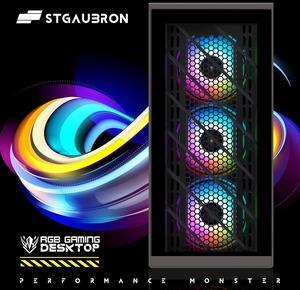 STGAubron Gaming PC Computer Desktop, Radeon RX 580 8GB, Intel i7 Xeon E5 up to 3.6GHz,16GB RAM, 512GB SSD, WiFi, BT 5.0, RGB Fan x4, Windows 10 Home
