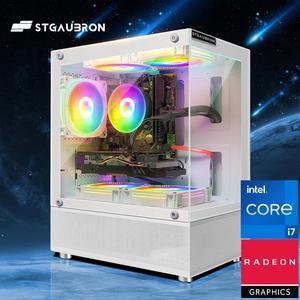STGAubron Gaming Desktop PC,Intel Core i7-6700 up to 4.0G,32G DDR4,2T SSD,Radeon RX 580 16G GDDR5,600M WiFi,BT 5.0,RGB Fan x 3,RGB Keyboard&Mouse,RGB Mouse Pad,RGB BT Sound Bar,W10H64
