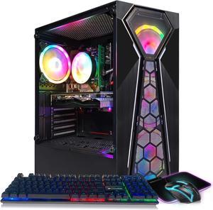 STGAubron Gaming PC Computer Desktop, Intel G5905 3.5G, Radeon RX 580 8G GDDR5, 16G DDR4 RAM, 1T SSD, WiFi, BT 5.0, RGB Fan x 4, Windows 11 Home