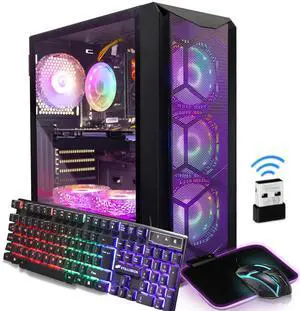 STGAubron Gaming PC Computer Desktop, Intel Core i7 8th up to 4.1GHz, GeForce RTX 3050 6G GDDR6, 16GB DDR4 RAM, 1TB SSD, WiFi 6, BT 5.2, RGB Fan x6, Windows 11 Home