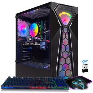 STGAubron Gaming PC Desktop Computer, Intel Core i5-9400F up to 4.1GHz, AMD Radeon RX 580 16G, 16GB DDR4 RAM, 512GB SSD, 600M WiFi, BT 5.0, RGB Fan x4, Windows 11 Home