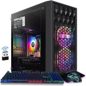 STGAubron Gaming PC Computer Desktop, AMD Radeon RX 560 4G, Intel 10th Gen G5905 3.5G, 16GB DDR4 RAM, 512GB SSD, 600M WiFi, BT 5.0, RGB Fan x2, Windows 11 Home