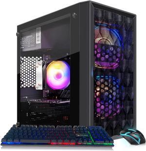 STGAubron Gaming PC Computer Desktop, AMD Ryzen 5 5500 up to 4.2GHz, GeForce RTX 3050 6G, 16GB DDR4 RAM, 512GB SSD, WiFi 6 5G Supported & BT 5.2, RGB Fan x2, Windows 11 Home
