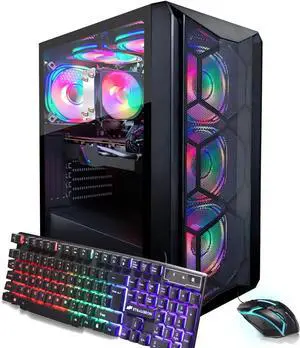 STGAubron Gaming PC Computer Desktop, AMD Ryzen 5 5500 up to 4.2GHz, Radeon RX 5700 8G, 16G DDR4, 512G SSD, WiFi 6 5G Supported & BT 5.2, RGB Fan x6, Windows 11 Home