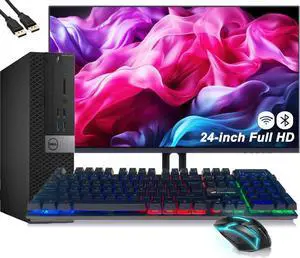 Dell OptiPlex 5040 SFF Desktop Computer PC Bundle Setup with 23.8" FHD Monitor Inter Core i5-6600 3.3GHz 4-Cores 8GB 256GB SSD, Keyboard & Mouse, Wi-Fi, Bluetooth, Windows 10 Pro (Renewed)
