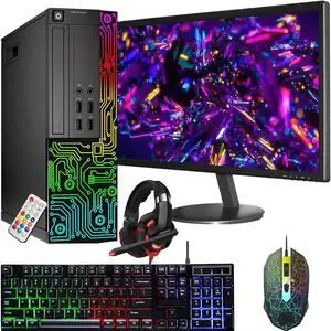 Dell OptiPlex Desktop RGB Computer PC, Intel Core i7 Quad-Core Processor up to 3.9GHz, 16GB RAM, 512GB SSD, 24 Inch Monitor, RGB Keyboard&Mouse and Headset, WiFi, Windows 11 Pro (Renewed)