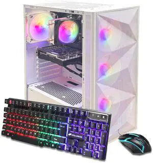 STGAubron Gaming PC Desktop Computer, AMD Ryzen 5 5600GT up to 4.6Ghz, AMD Radeon RX 6500 4G Graphics, 16G DDR4 RAM, 1T SSD, WiFi 6 & BT 5.2, RGB Fan x4, Windows 11 Home,White