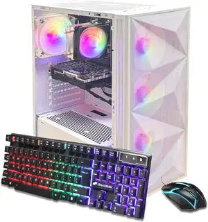 STGAubron Gaming PC Desktop Computer, AMD Ryzen 7 5700X up to 4.6Ghz, NVIDIA GeForce RTX 3060 12G Graphics, 16GB DDR4 RAM, 1TB SSD, WiFi 6 & BT 5.2, RGB Fan x4, Windows 11 Home, White