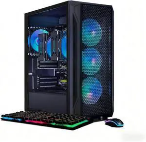 STGAubron Dual CPU Gaming PC, Dual Intel i7 Xeon E5 up to 3.7GHz, Radeon RX 580 8G Graphics, 16GB DDR4 RAM, 1TB SSD,  USB WiFi 6, BT 5.0, RGB Fan x4, Windows 11 Home