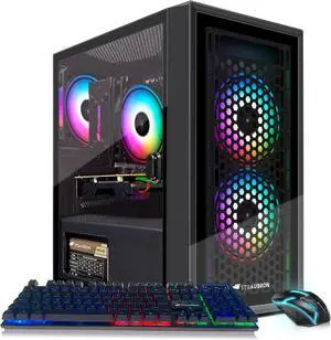STGAubron Gaming PC Computer Desktop, Radeon RX 560 4G Graphics, Intel i7 Xeon E5 up to 3.0GHz, 16GB RAM, 512GB SSD, USB WiFi 6, BT 5.0, RGB Fan x3, Windows 11 Home