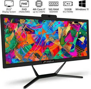 STGSivir All in One Desktop Computer, 21.5" FHD Display, Intel Core i7 up to 3.9G, 16GB RAM, 512GB SSD, WiFi, BT, RGB Keyboard & Mouse, Webcam, Windows 11 Home STGSivir All in One Desktop Computer, 21.5" FHD Display, Intel Core i7 up to 3.9G, 16GB RAM, 512GB SSD, WiFi, BT, RGB Keyboard & Mouse, Webcam, Windows 11 Home