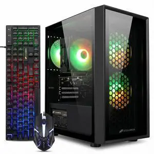 STGAubron Gaming PC Computer Desktop, Intel i7 Xeon E5, Radeon RX 550 4G, 16GB RAM, 512GB SSD, WiFi, BT 5.0, RGB Fan x3, Windows 11 Home, Gaming Computer Tower for Gamer,Streaming STGAubron Gaming PC Computer Desktop, Intel i7 Xeon E5, Radeon RX 550 4G, 16GB RAM, 512GB SSD, WiFi, BT 5.0, RGB Fan x3, Windows 11 Home, Gaming Computer Tower for Gamer,Streaming