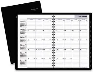 Hard-Cover Monthly Planner, 7 7/8 x 11 7/8, Black, 2019