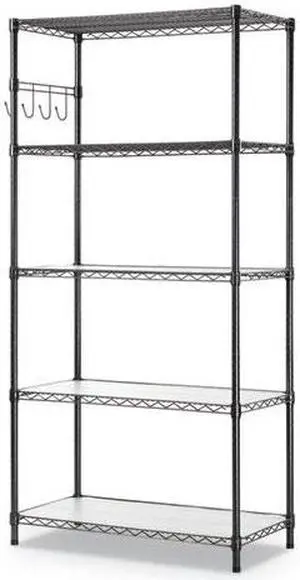 Alera 5-Shelf Wire Shelving Kit Casters and Shelf Liners 36x18x72 Black Anthracite