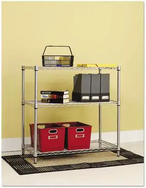 Residential Wire Shelving, Three-Shelf, 36w x 14d x 36h, Silver ALESW833614SR