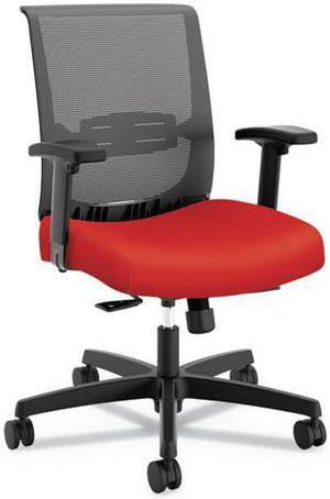 HON Mid-Back Task Chair with Syncho-Tilt Control with Seat Slide  Supports up to 275 lbs.  Red Seat  Black Back/Base CMY1ACU67