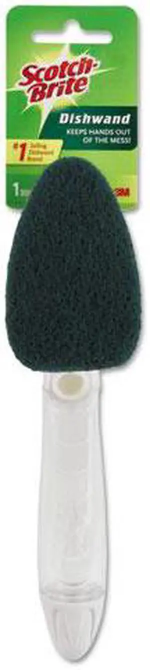 Heavy-Duty Soap-Dispensing Dishwand, 2 1/2" x 9 1/2", Yellow/Green, 4/Carton