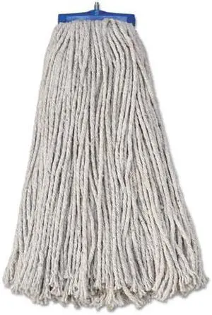 Mop Head, Economical Lie-Flat Head, Cotton Fiber, 20oz, White, 12/Carton