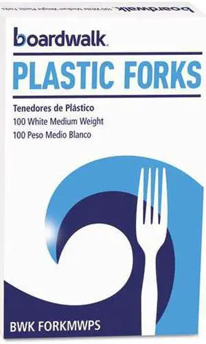 Mediumweight Polystyrene, Fork, White, 10 Boxes of 100/Carton
