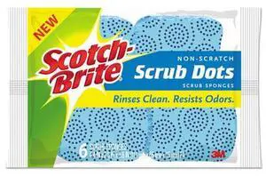Scrub Dots Non-Scratch Scrub Sponges, 4 2/5 x 2 3/5, Blue, 6/Pack, 4 Pks/Ct