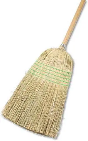 Parlor Broom, Yucca/Corn Fiber Bristles, 56", Wood Handle, Natural, 12/Carton