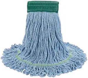 Super Loop Wet Mop Head, Cotton/Synthetic, Medium Size, Blue, 12/Carton
