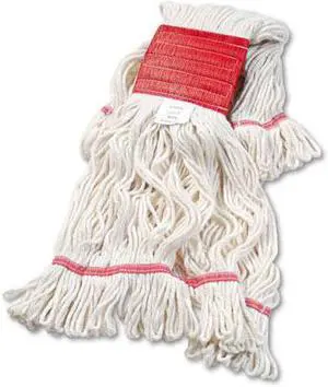 Super Loop Wet Mop Head, Cotton/Synthetic, Large Size, White, 12/Carton
