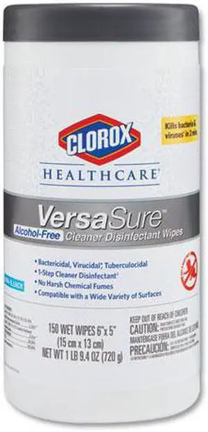 VersaSure Cleaner Disinfectant Wipes, 1-Ply, 6 3/4" x 8", White, 150 Towels/Can