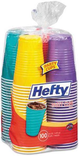 Easy Grip Disposable Plastic Party Cups, 16 oz, Assorted, 100/Pack