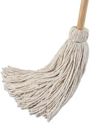 Deck Mop; 54" Wooden Handle, 24oz Cotton Fiber Head, 6/Pack