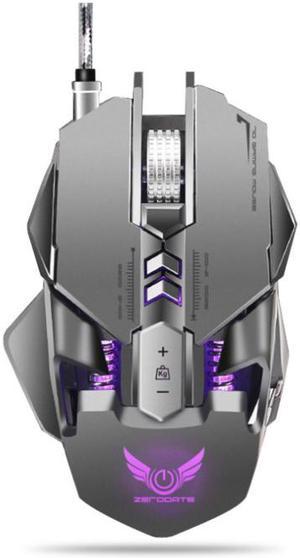 ZERODATE Mechanical Macros Define the Game Mouse,7 Programmable Keys, Cool LED Variable Light Effect, 12-Level Adjustable DPI, Comfortable Grip Ergonomic Optical PC Computer Gaming Mice (Grey)