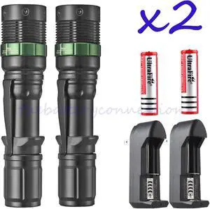 2X 10000 Lumen Zoomable CREE XML T6 LED Flashlight Torch Tactical Light Aluminum